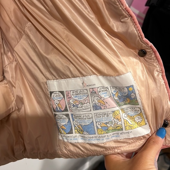 MONCLER Pink Velvet Down Cercis Jacket size 3 - Picture 9 of 14